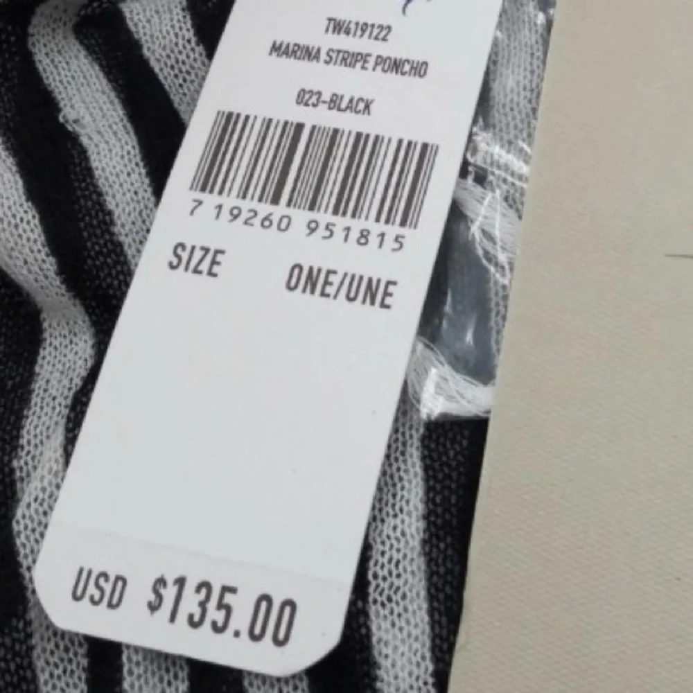 Tommy Bahama Monochrome Striped Poncho, swim cover up - Picture 5 of 9
